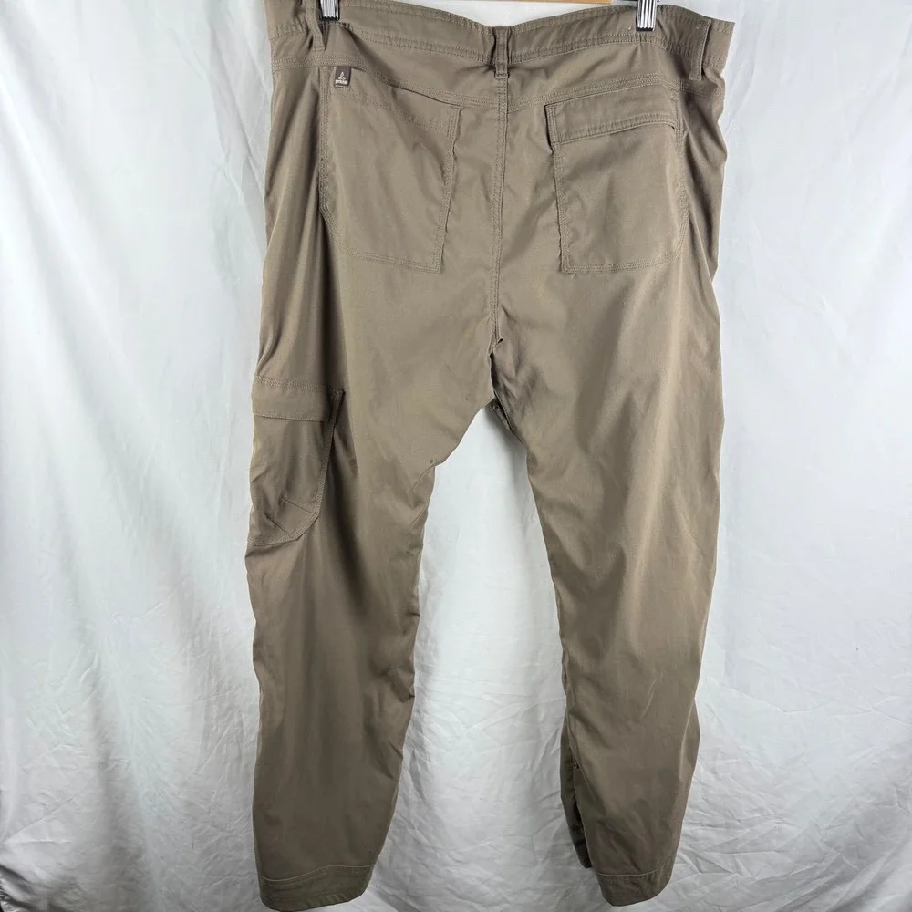 Prana Men's Tan Hiking Pants‎ 38x34 Belted Lightweight Breathable Cargo Pockets